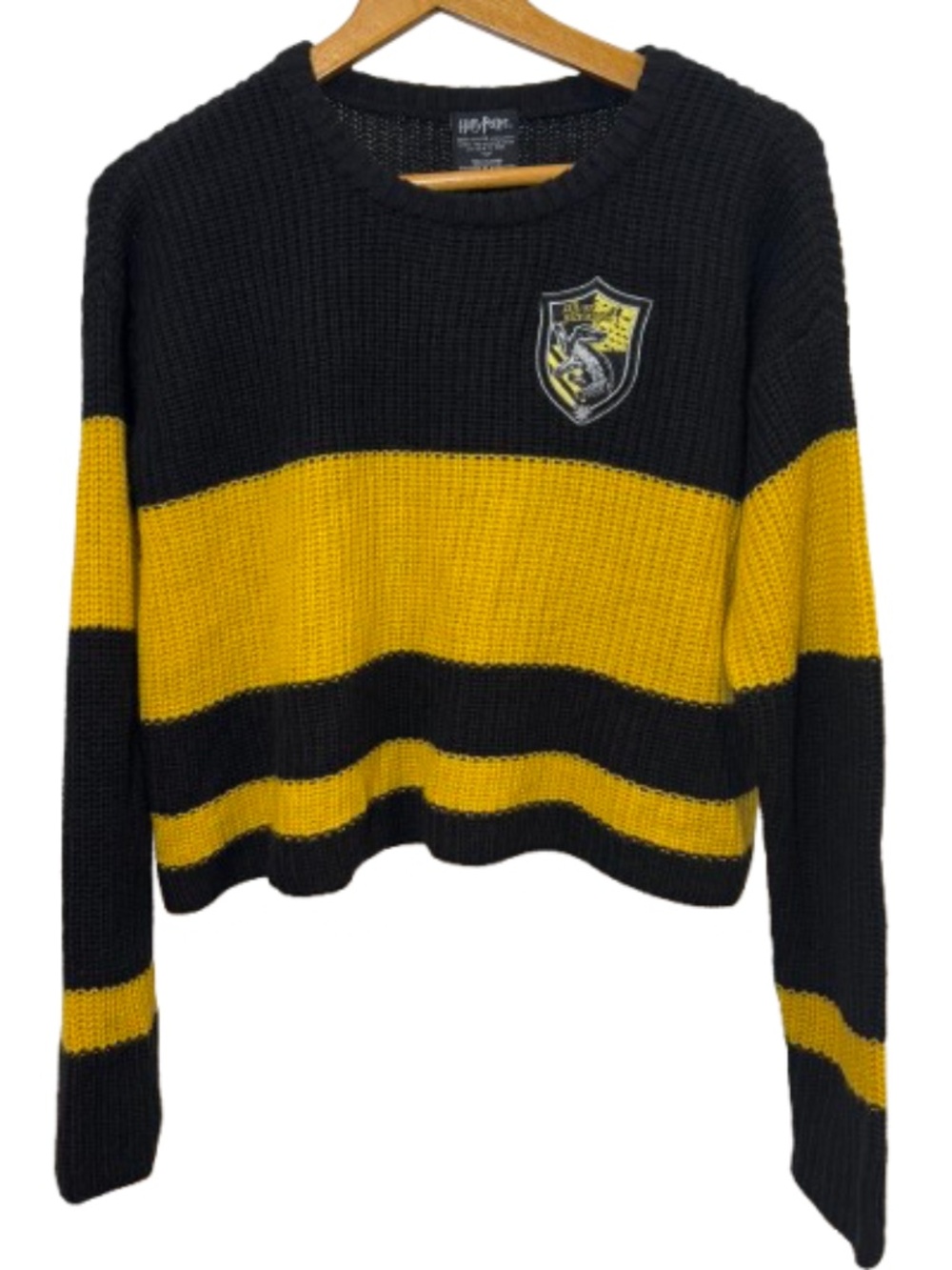 Harry Potter Hufflepuff Women's M Knit Black & Yellow Mid Long Sleeved Sweater